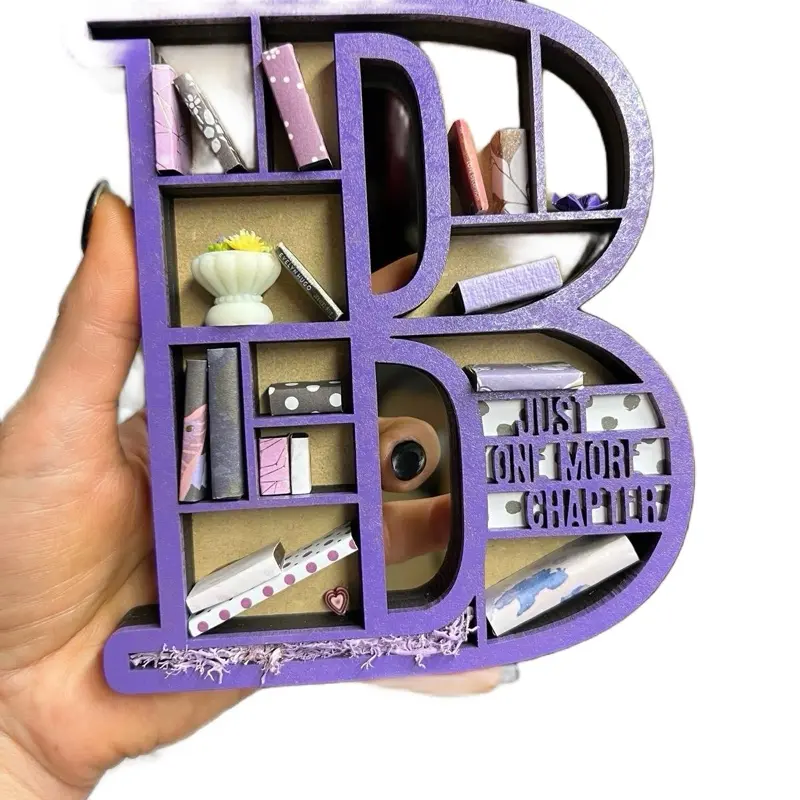 Miniature Alphabet Letter Bookshelf - Handmade Decorative Sculpture with Personalization Options, Customizable Features Artistic