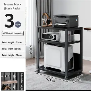 PC Stand Computer Tower Stand, 2/3 Tier Mobile Printer Holder On Wheels Under Desk with Storage, Height Adjustable, Metal CPU Holder Cart for Most PC