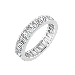 Radiance by Absolute™ Platinum-Plated Baguette Coin Edge Eternity Ring