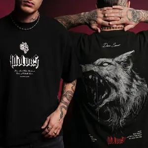 Valhalla Fenrir Oversized Unisex Tshirt, Thick Cotton Printed Crewneck Tee, Modern Streetwear Top