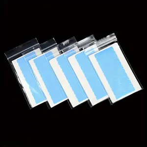 Hair Extension Tape Adhesive Precut Blue White For Tape Hair Extension Replacement Waterproof Tape For Wigs 5 Sheets(60Tabs)