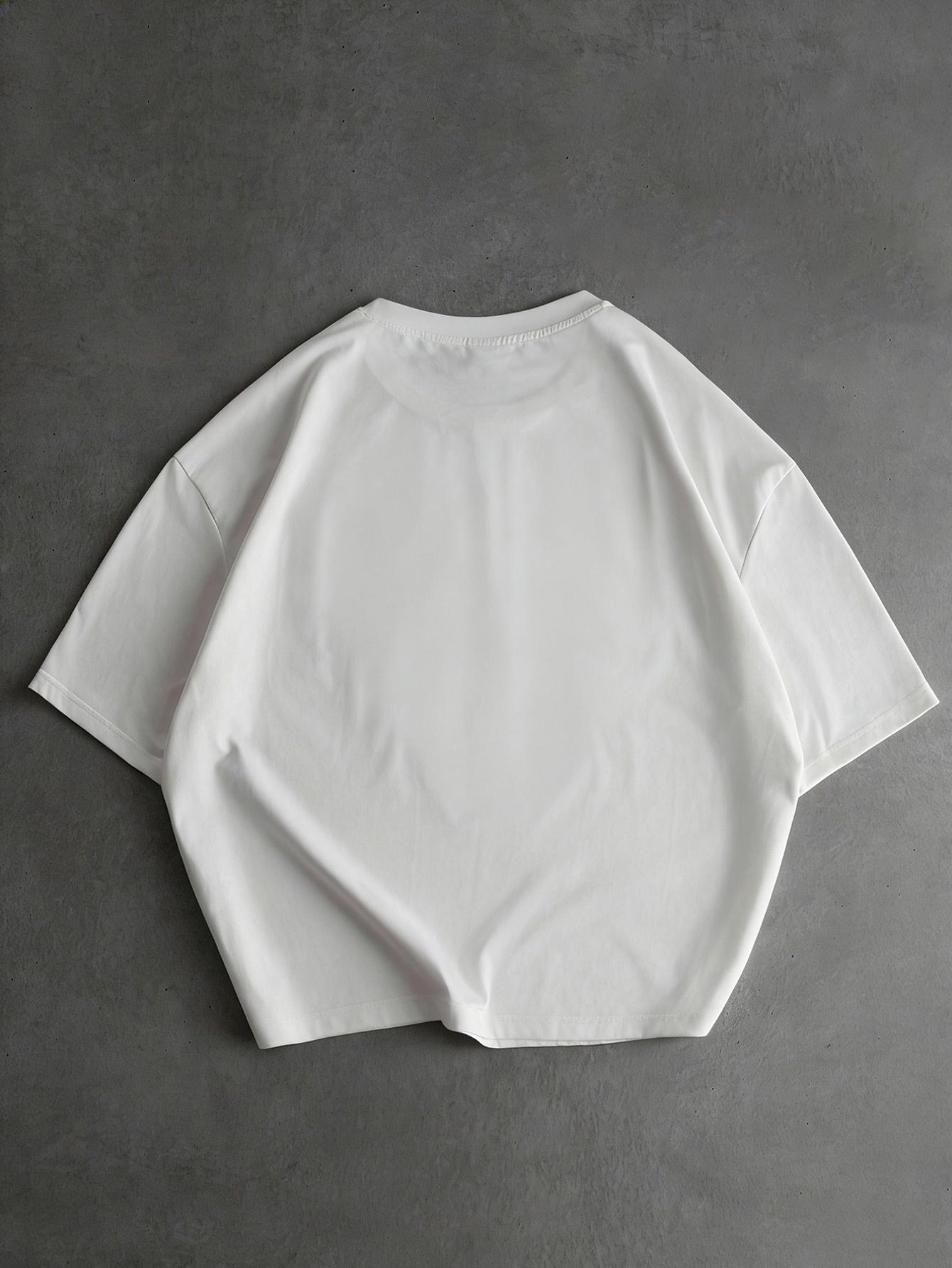 3-pack unisex; new men’s summer T-shirt; trendy design featuring a retro sunset palm tree graphic, shark mouth print, and letter slogan; black/white soft short-sleeve streetwear style—perfect for summer wear.