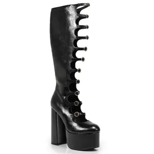 Women's Punk Style Thick Platform Chunky Heel Boots Highcut Shoes Stylish