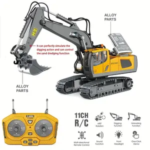 Remote Control Excavator Toy, Construction Toy With A Metal Shovel, Lights, Various Simulated Sound Effects, 2.4Ghz 680-degree Rotation, 1:18 Car Toy Thanksgiving Christmas gift rc toy
