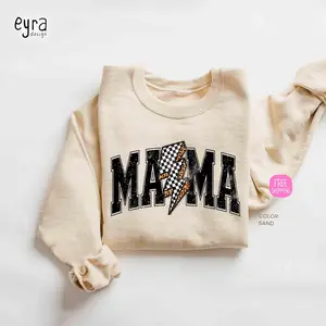 Lightning Bolt Mama Sweatshirt, Checkered Mama Hoodie, Mother's Day Gift Sweater, Rock Mom Sweatshirt, Retro Motherhood Sweatshirt