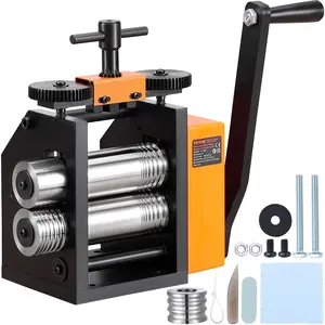 VEVOR Rolling Mill, TikTokShopBlackFriday, 3"/76 mm Jewelry Rolling Mill Machine, 1: 2 Gear Ratio, 3-in-1 Multi-function Rolling Mill, 0.1-7mm Press Thickness for Metal Jewelry Making Sheet Square Wire Semicircle Pattern