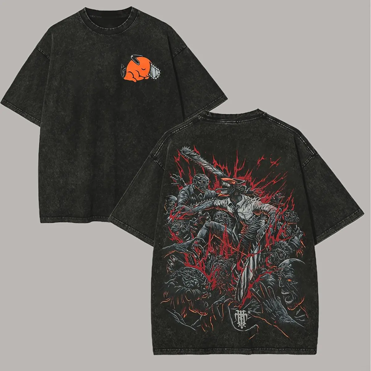Men's Vintage Chainsaw Man Power Graphic Distressed Washed Round Neck Short-Sleeve Tshirt - Unisex Casual Streetwear Top, Festive Style Casual Graphic Tee (33), Shortsleeve, Chainsaw Man Power Graphic Men's Short-Sleeve T-Shirts