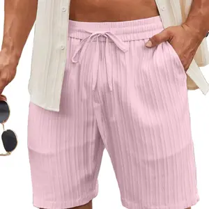 COOFANDY Men's Beach Shorts 9" Elastic Waist Drawstring Casual Shorts Regular Fit Summer Textured Shorts