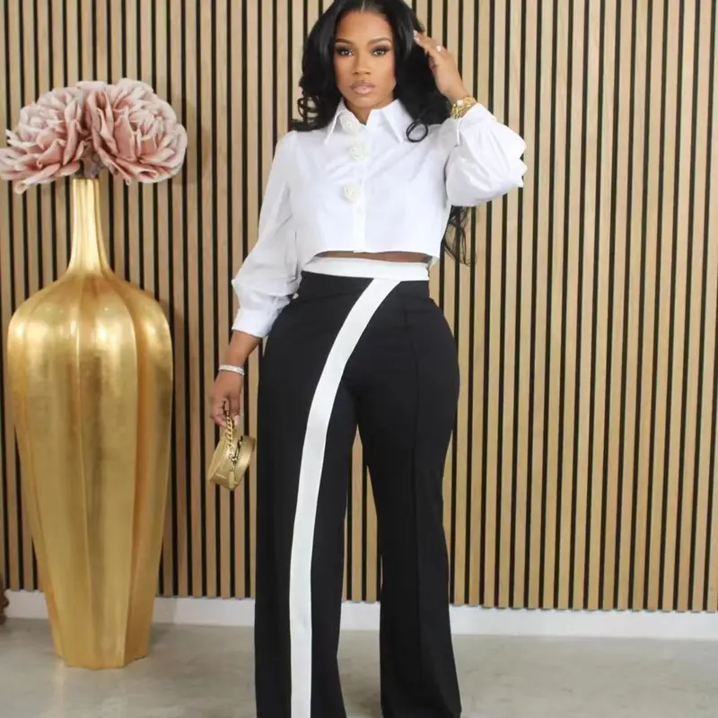 Women's Striped Print Elastic Waist Flare Leg Pants, Bell Leg Design, Casual Chic Comfy High Waist Flared Bell Bottom Trousers for Daily Wear, Ladies Bottoms for All Seasons, Womenswear