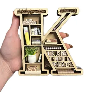 Miniature Alphabet Letter Bookshelf - Handmade Decorative Sculpture with Personalization Options, Customizable Features