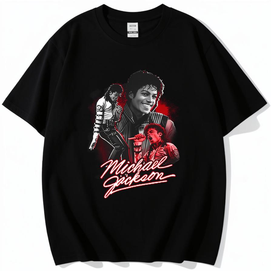 100% Cotton Casual T-Shirt With Michael Jackson Iconic Moments Design For Music Fans Suitable For Everyday Summer Wear Ideal Gift For Pop Culture Enthusiasts