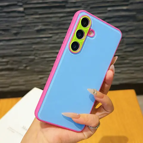 Cute Block Colors Dopamine Phone Case for Samsung Galaxy S26 Ultra-Plus, S25, S24 - Polycarbonate Soft Touch Shockproof Cover, Multi-Model Cute Phone Accessories, Summer Gift