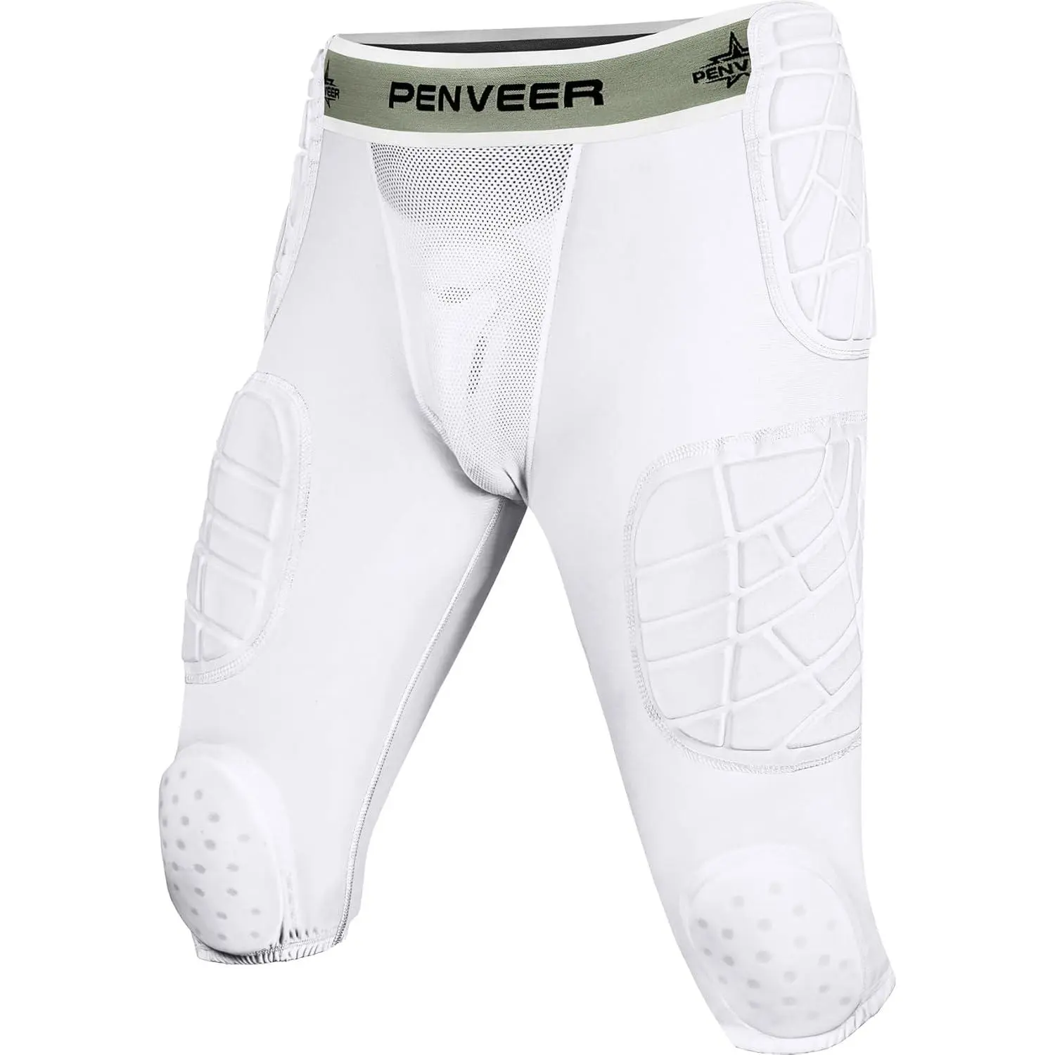 7.0 Football Girdle for Men & Boys with Cup Pocket - Padded Compression Shorts with Integrated Hip, Thigh, Knee & Tailbone Pads for Maximum Protection