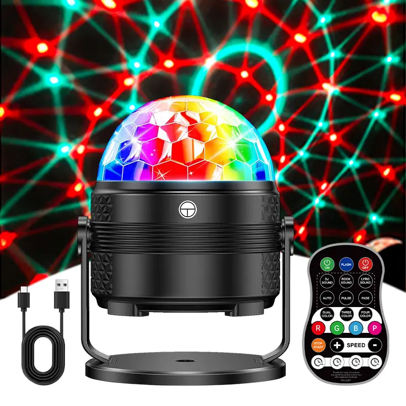 GOLDACE Disco Ball Strobe Lamp Stage Light for Home Room Dance Parties  Decorations Last Chance for Summer Labor Day Weekend Led Multicolor, Colorful Lights,USB-Powered Stage Strobe, Remote-Included Multicolor Mode Room Decor for Home KTV