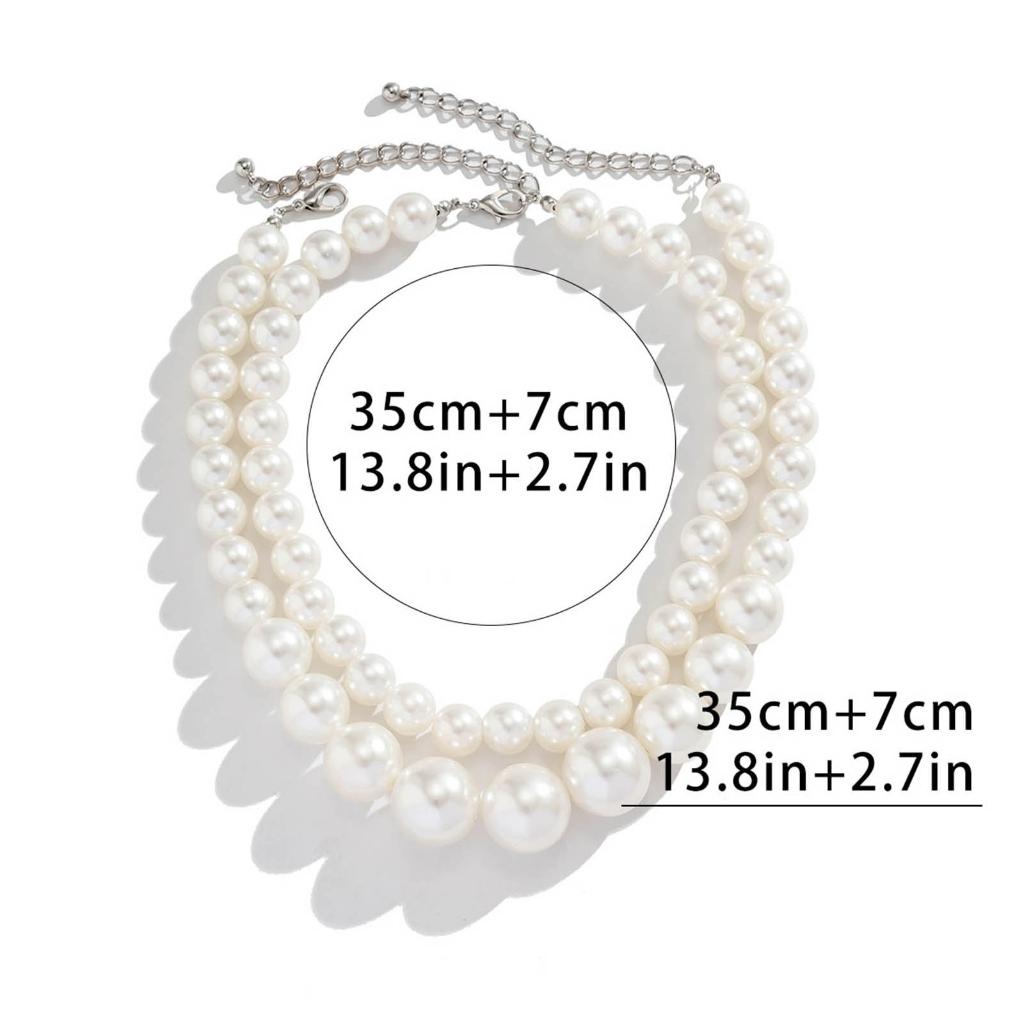 Pack of 2 Vintage Pearls Beads Necklace Clavicle Chain Stylish