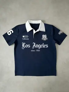 Men's LA 1985 Gothic Graphic Casual Fashion Polo Shirt Menswear Top | Premium Breathable Fabric | Contrast Collar & No.86 Varsity Print | Retro Vintage LA Streetwear | Ideal for California & Urban Style Enthusiasts