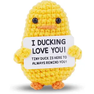 Gifts for Boyfriend Girlfriend Her - I Love You, Handmade Crochet Funny Small Cute Duck for Fiance Women Wife Husband Him Birthday