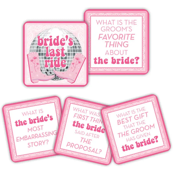 BRIDE'S LAST RIDE DISCO COWGIRL CONVERSATION COASTERS