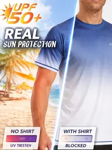 Men's UPF 50+ Sun Protection Rashguard Shirt - Multi-Sport Short Sleeve Top for Swimming, Running, Hiking (S-5XL) #fathersdaygifts