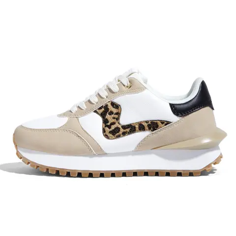 LUCKY STEP Women's Retro Chic Stylish Sneakers - Low-Top Thick Sole Breathable Blade Sole Streetwear Art Casual Trainers, Laced Lightweight Athletic Shoes for Walking, Back to School (All Seasons Everyday Styles)
