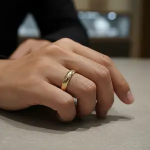 Men's wedding ring, 4mm plain, for weddings or engagement parties, 14k laminated gold, hypoalargenic.