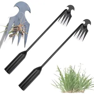 Weed Puller Tool,  Weeding Artifact Uprooting Weeding Tool, 4 Teeths Hand Weed  for Vegetable Gardening Backyard Farm Planting and Weeding- 2 count