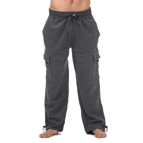 Pro Club Men's Loose Fit Cargo Sweatpants - 60/40 Cotton Mix (60% Cotton, 40% Poly for Soft Hold), Athletic, Basic, Cold Wash, All Seasons Casual Comfy, Buttons, Multiple Cargo Pockets, S-3XL Sizes
