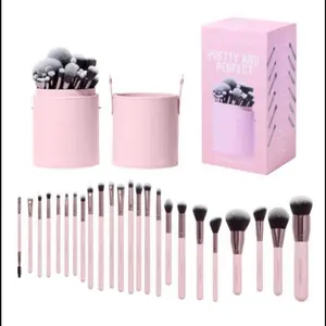 Dream Girl White Brush Set - 24 Piece Synthetic Hair with Wood Handle and Aluminum Ferrule