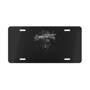 JESUS License Plate, Crown of Thorns Style, Black Aluminum Car Tag, Religious Theme, Christian 12x6, Pre-Drilled, EasyInstall