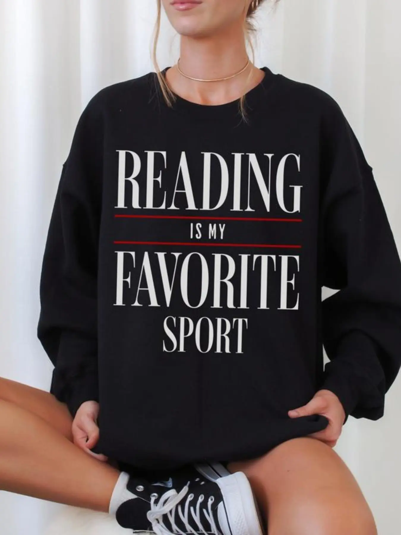 Vintage Reading Statement Sweatshirt, Loose-Fit Winter Wear, Thick Fabric, Perfect Gift for Booklovers & Readers, Fashionable Librarian Apparel, Casual Everyday Tops, Womenswear