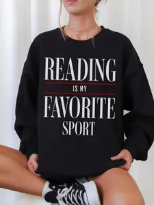 Vintage Reading Statement Sweatshirt, Loose-Fit Winter Wear, Thick Fabric, Perfect Gift for Booklovers & Readers, Fashionable Librarian Apparel, Womenswear