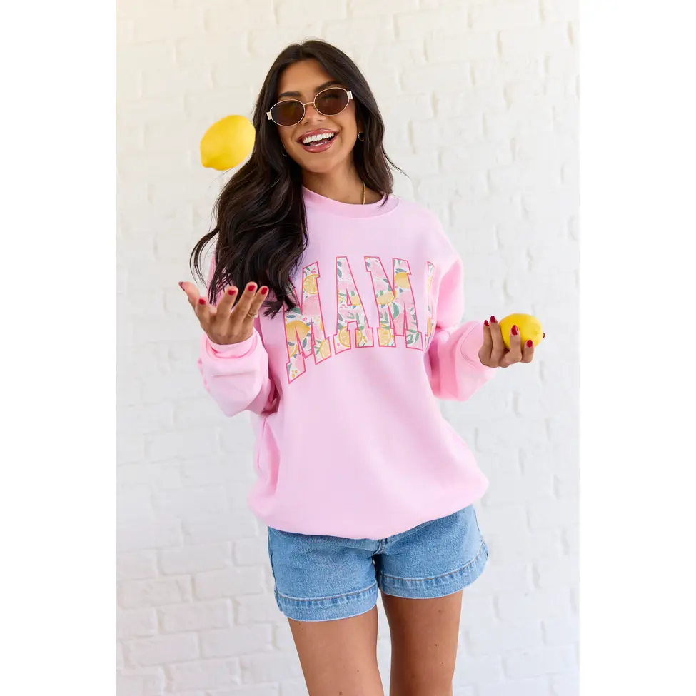 Mama Block Lemons Light Pink Graphic Sweatshirt
