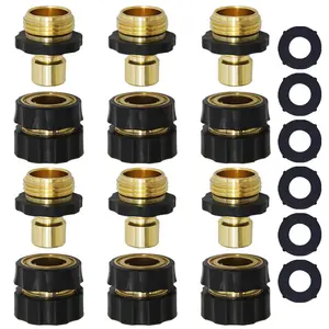 Garden Hose Quick Connector, 3/4 Inch Male and Female Garden Hose Fitting Quick Connector, 6 Set