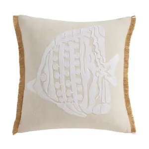 Seaside Charm Crewel Fish Pillow