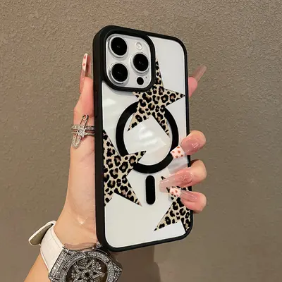 Jusnfu For IPhone 15 Pro Max Case 6.7 Inch 2023, Aesthetic Leopard Cheetah Print Phone Case For Women Girls Men, Silicone Protective Phone Cover For IPhone 15 Pro Max, Black Leopard