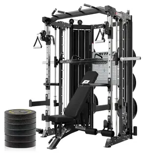RitFit BPC06 All-In-One Smith Machine Home Gym Package with weight stack set,Space-Saving Power Rack and Quiet Functional Trainer with Built-in Plate Storage