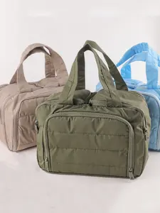 Multi-Pocket Quilted Portable Travel Cosmetic Bag, Handheld Cosmetic Pouch, Large Capacity Lightweight Unisex Toiletry Organizer, Water-Resistant with Dry Wet Separation Feature for Daily Use and Travel, Makeup Organizer Pouch, Makeup Storage Bag