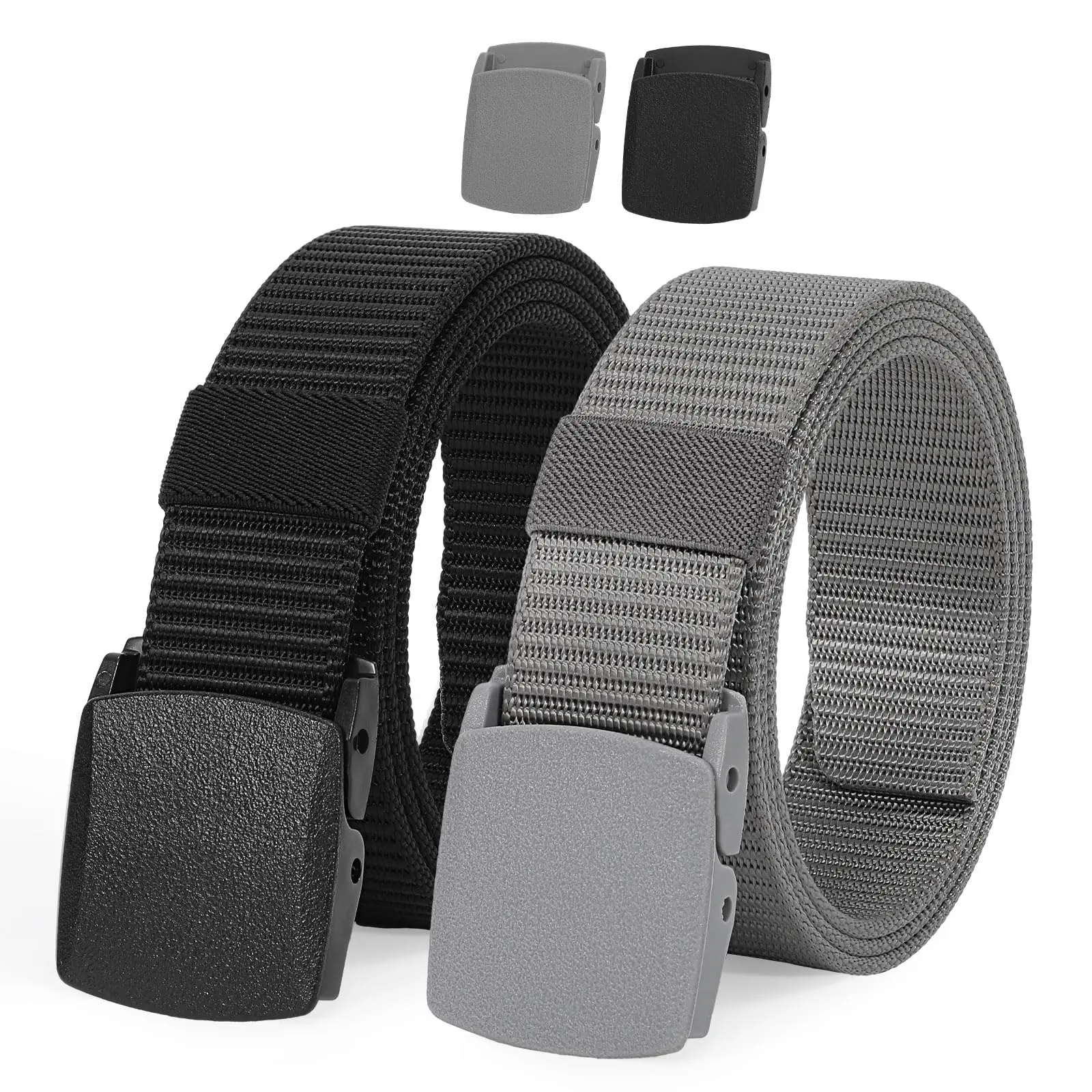 BELTROAD Men's Tactical Belt 2 Pack, Heavy Duty Quick Dry Nylon Web Belts for Outdoor Sports with Plastic Buckle