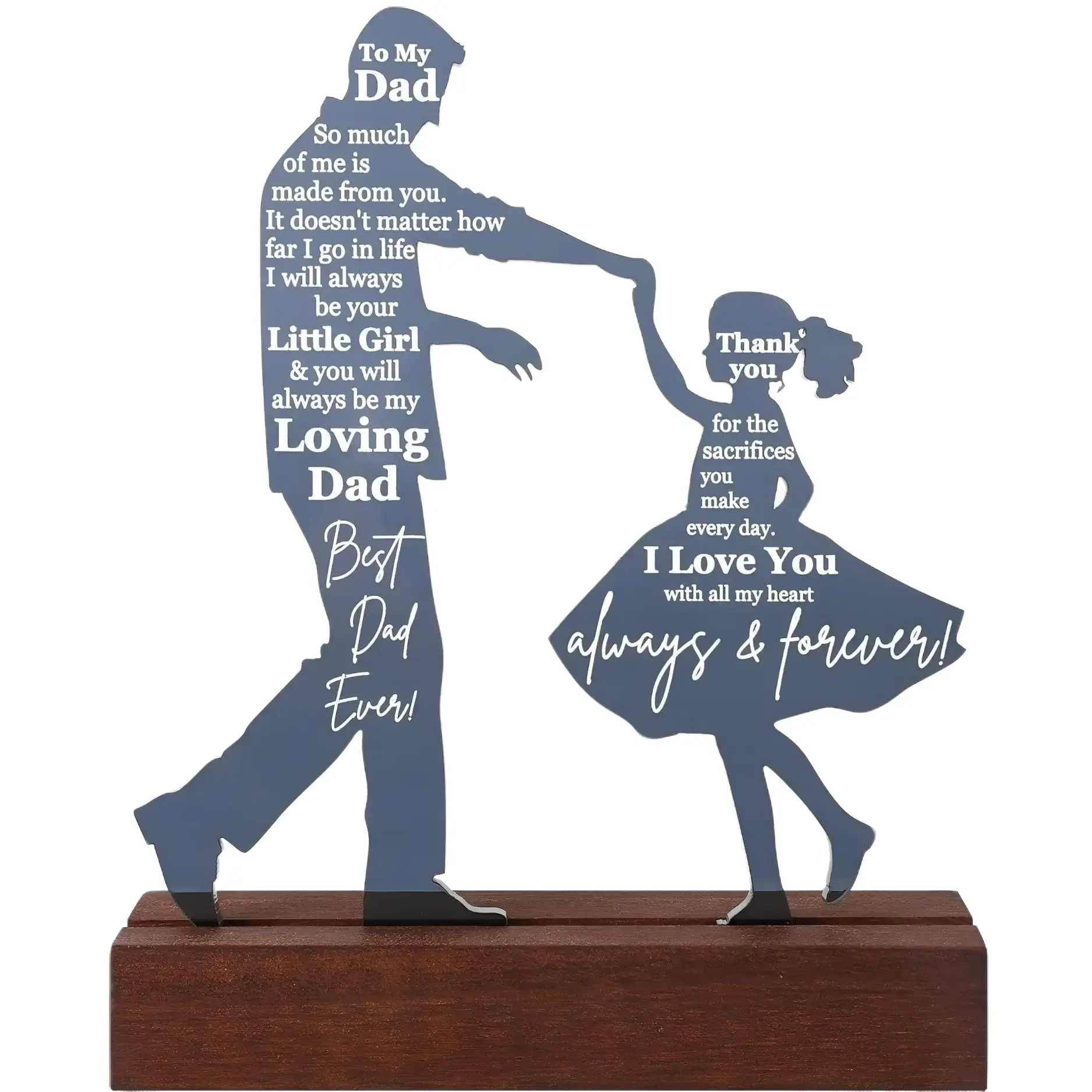 Sentimental Heart Dancing Acrylic Plaque Sign - Casual Dad & Stepdad Gift from Daughters, Balcony & Study Home Decor Keepsake, Business & Anniversary Present for Birthday, Father's Day Desk Accent, Home Supplies