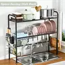 【Holiday Deals】San Dream Over Sink Rack Kitchen Over The Sink Dish Drying Rack Organizer Large Space Saving Dish Drainer Countertop Dishes Rack On Counter Caddy Utensil Metal Organizer 1&2 Tiers