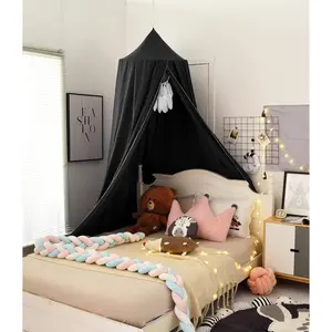 Bed for Boys Girls,Crib Curtains,Large Dome Net Reading Nook for Kids Boys Twin Full Queen Size Bed,Fire Retardant (Black)