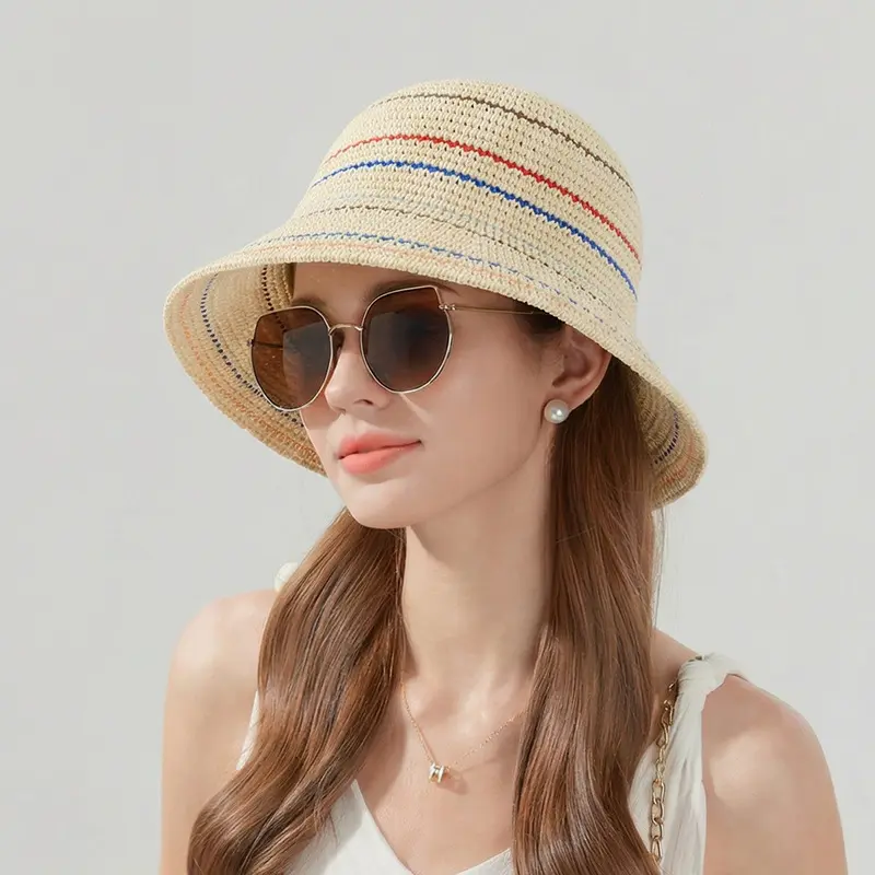 Women's Knitted Openwork Bucket Hat — Breathable, Sun-Protective, and Versatile Summer Sun Hat (Visually Slims the Face)