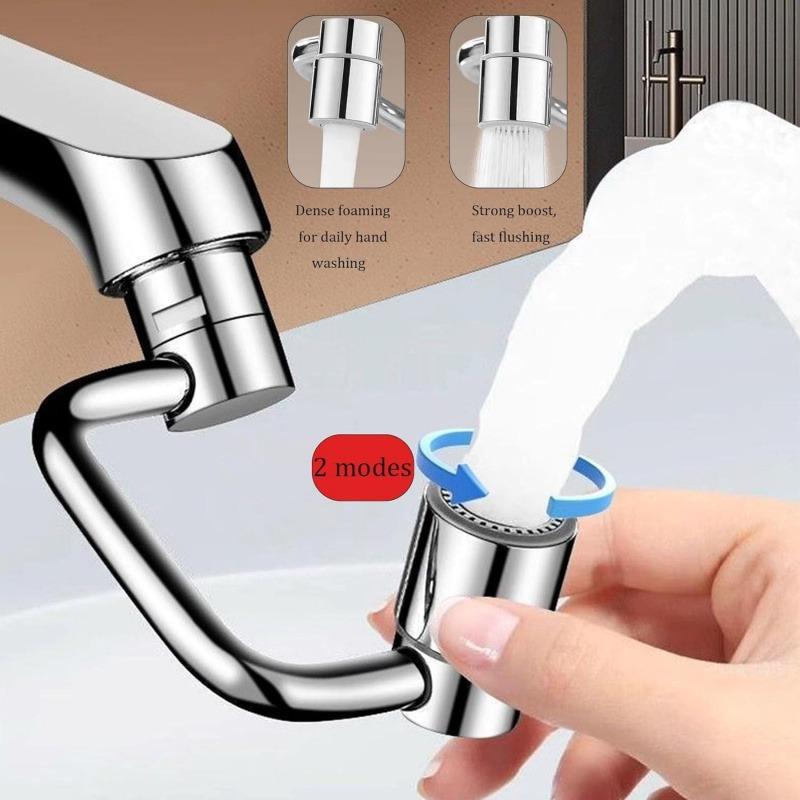 U Shape Faucet Extender – 360° Rotatable Sink Aerator, Universal Bathroom/Kitchen Faucet Attachment, Splash-Free & Dual-Mode Water Flow, Easy Install with Adapters