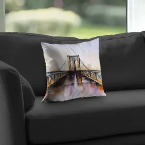 Begin Home Decor C1PC1414VUJ8WA 14 x 14 in. Colorful Brooklyn Bridge - Purple Poly Twill Throw