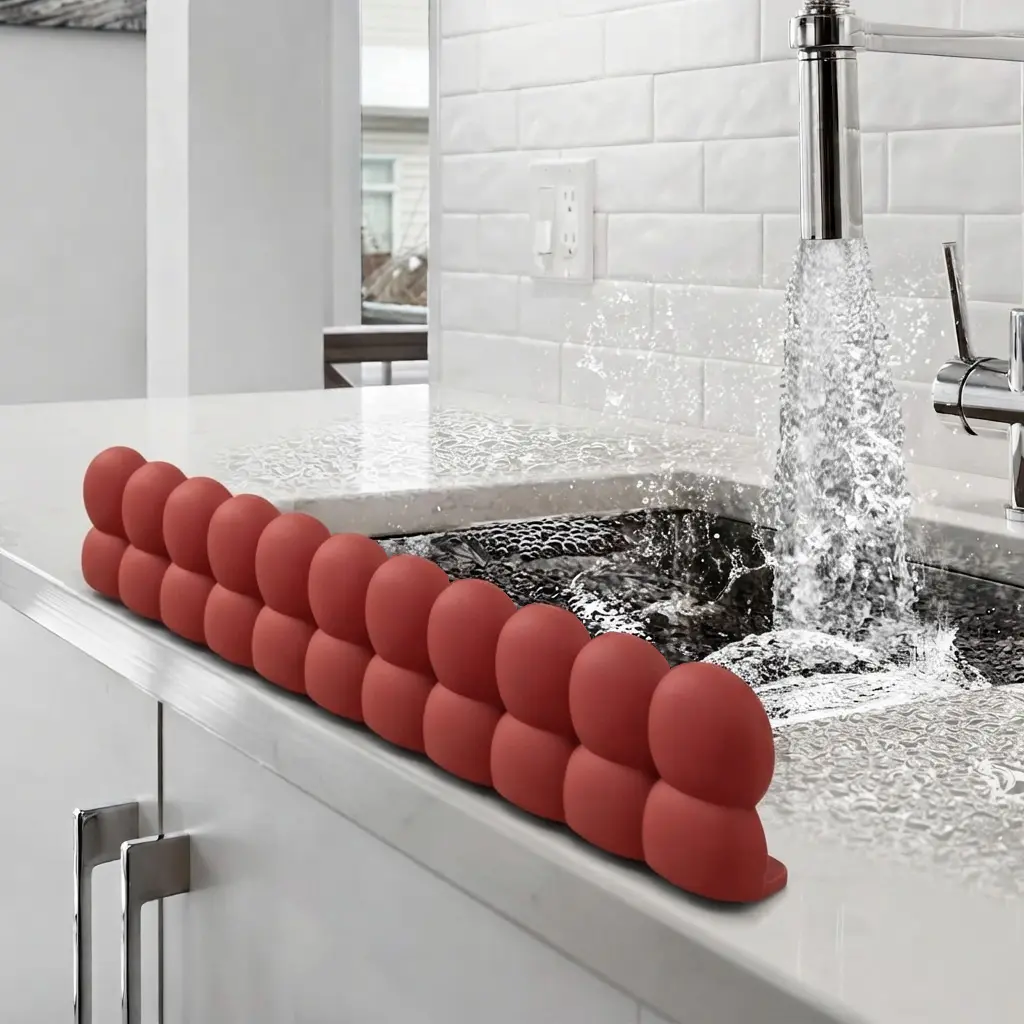 Waterproof Silicone Sink Splash Guard - 20in Faucet Water Catcher with Strong Suction Cups, Keep Countertops Clean & Clothes Dry for Kitchen, Bathroom, Ideal as a Home Supplies Gift, Water Proof