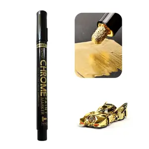 Metallic Marker Pen, 1/6 Counts Reflective Gloss Finish Marker Pen, Permanent Bronze Repair Paint Marker for Models, Rocks, Metal, Glass, Plastic