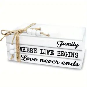 Wooden Book Shaped Ornament, 1 Set Rustic Home Decor, Distressed Wooden Books, Atmosphere Decorates Home Crafts, Office Desk Decor, Study Bookshelf Decor, Signs, Wooden Letter Sign