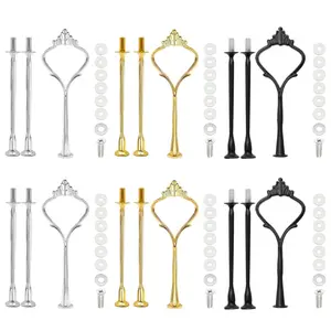 6 Sets Cake Tier Stacking Kit - 3 Tier Stand with Crown Type Cake Tray, Fruit Tray & Silicon Molds Tiered Tray Hardware Kits (2 Gold, 2 Silver, 2 Black) - Home Improvement.