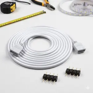 RGB LED Strip Light Connectors Kit, Extension Wires & Accessories for 5050 3528 LED Strips, Universal Lighting Expand Connection Cable Set, Led Lights