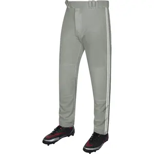 Proline Adult Full Length Baseball Pants with Stripes (Gray)
